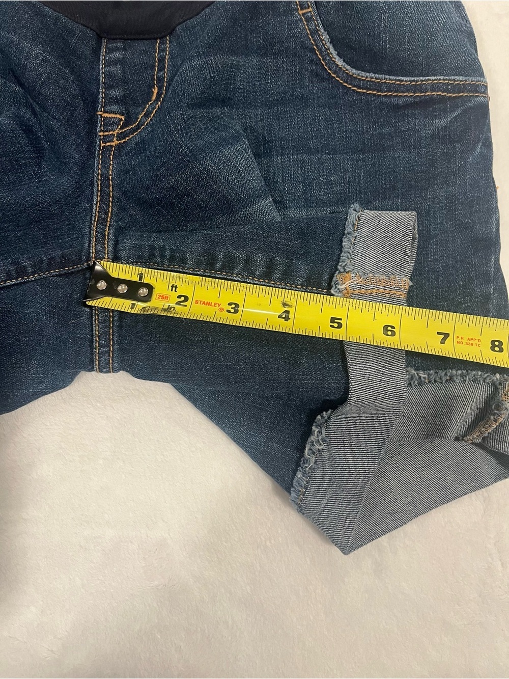 Indigo Blue Maternity Jean Shorts with Cuffed Hem - Size XS - Picture 7 of 8